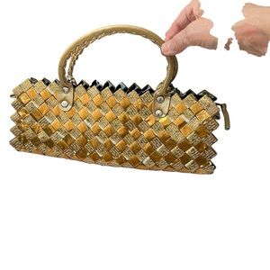 Vintage Handmade Candy Wrapper Handbag NAHUI OLLIN Small Gold Evening Bag